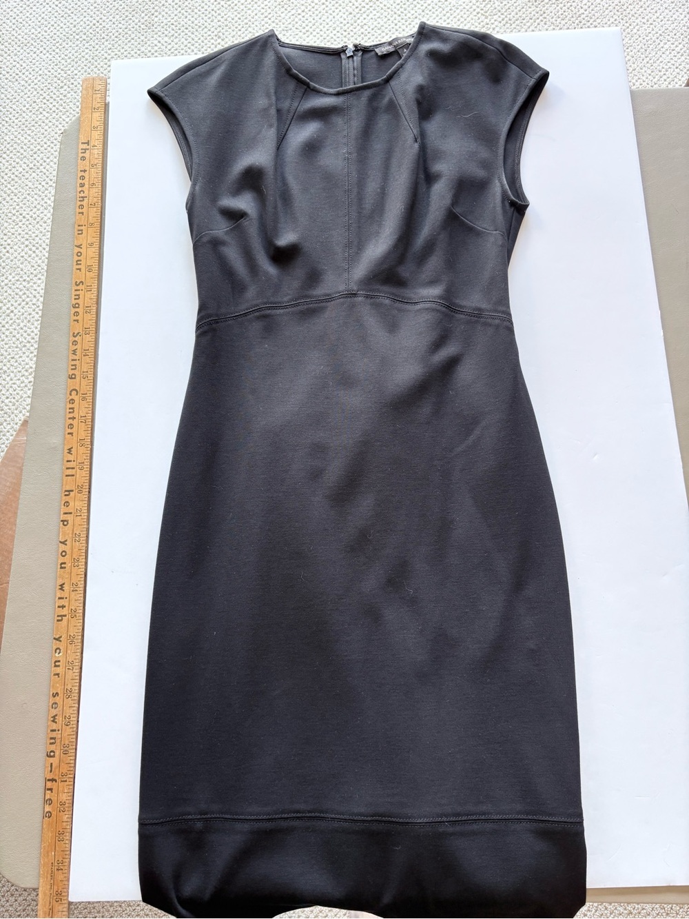 Banana Republic Black Midi Cap-Sleeve Sheath Dress